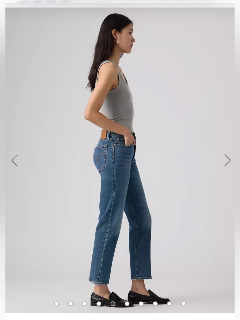 Levi's Wedgie Straight Jeans — Light Blue Denim with Contrast Stitching - Picture 2 of 8